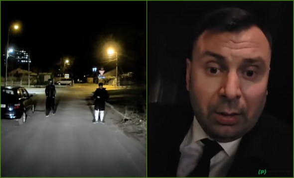 Momentul în care Vasile Costiuc este atacat de doi indivizi: îl așteaptă și îl stropesc cu lichid